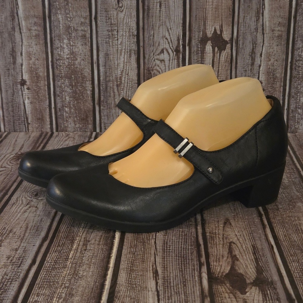 Sz 39/ 8.5-9 Dansko Callista Black Leather Mary Jane Block Heel Pumps Shoes